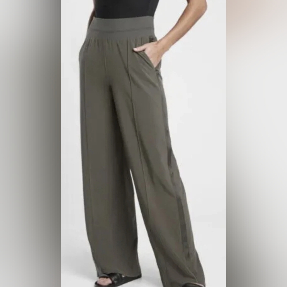 Athleta Nolita Wide-leg Stretch Pants, Mountain Olive, ]12, EUC
